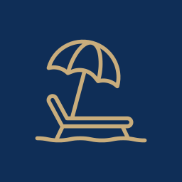 Beach umbrellas and sun loungers are available at an additional charge per set/per day